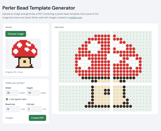 Screenshot of Perler Bead Template Creator
