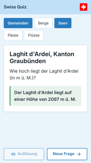 Screenshot of Swiss Quiz